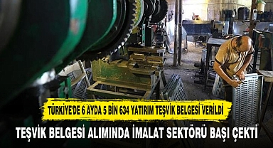 TÜRKİYE'DE 6 AYDA 5 BİN 634 YATIRIM TEŞVİK BELGESİ VERİLDİ