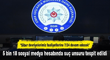 5 bin 18 sosyal medya hesabında suç unsuru tespit edildi