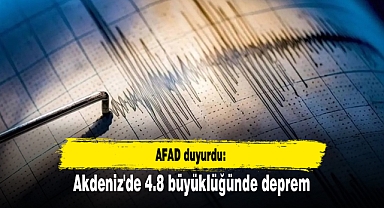 AFAD duyurdu: Akdeniz'de 4.8 büyüklüğünde deprem