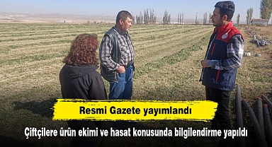 Çiftçilere ürün ekimi ve hasat konusunda bilgilendirme yapıldı