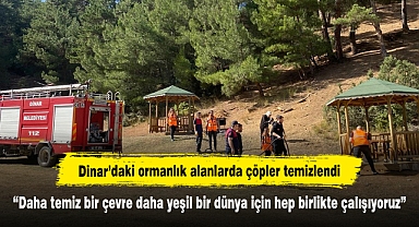 Dinar’daki ormanlık alanlarda çöpler temizlendi