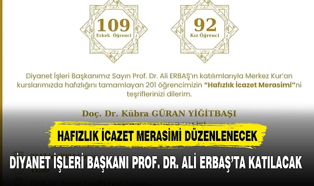 HAFIZLIK İCAZET MERASİMİ DÜZENLENECEK