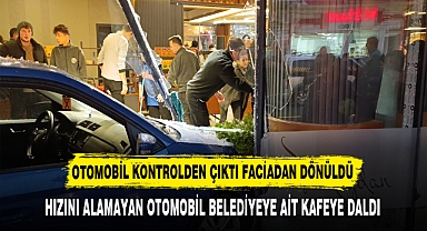 HIZINI ALAMAYAN OTOMOBİL KAFEYE DALDI