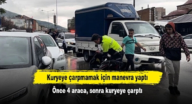 Kuryeye çarpmamak için manevra yaptı: Önce 4 araca, sonra kuryeye çarptı