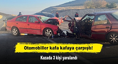 Otomobiller kafa kafaya çarpıştı! Kazada 3 kişi yaralandı