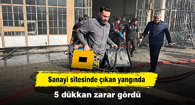 Sanayi sitesinde çıkan yangında 5 dükkan zarar gördü