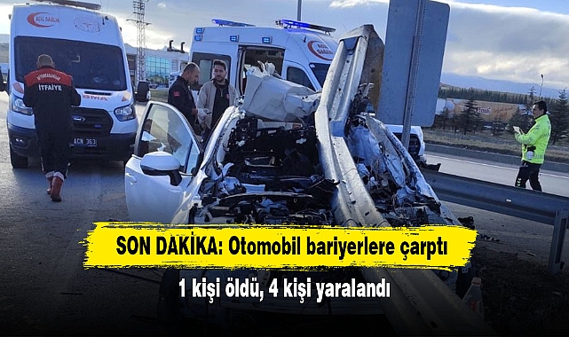 SON DAKİKA: Otomobil bariyerlere çarptı!  1 kişi öldü, 4 kişi yaralandı