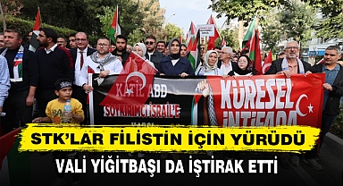 STK’LAR FİLİSTİN İÇİN YÜRÜDÜ VALİ YİĞİTBAŞI DA İŞTİRAK ETTİ