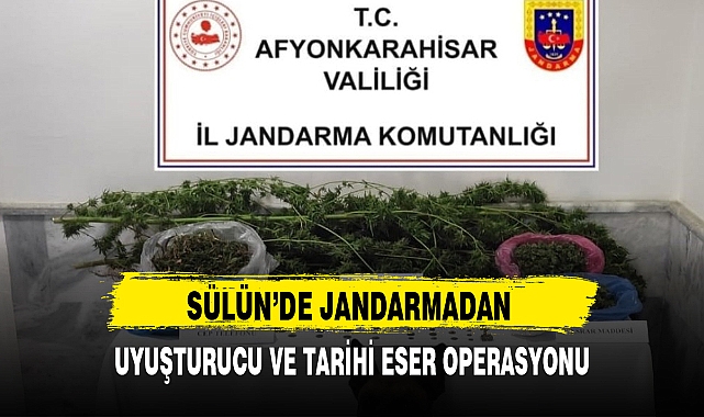 SÜLÜN'DE JANDARMADAN UYUŞTURUCU VE TARİHİ ESER OPERASYONU