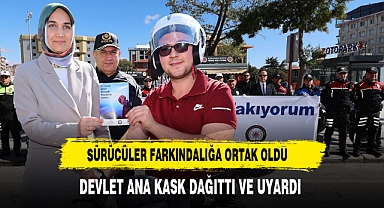 Sürücüler Farkındalığa Ortak Oldu Devlet Ana Kask Dağıttı ve Uyardı