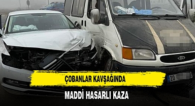 Çobanlar Kavşağında Maddi Hasarlı Kaza