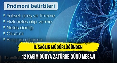 İL SAĞLIK MÜDÜRLÜĞÜNDEN 12 KASIM DÜNYA ZATÜRRE GÜNÜ MESAJI