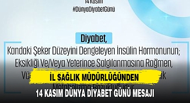 İL SAĞLIK MÜDÜRLÜĞÜNDEN 14 KASIM DÜNYA DİYABET GÜNÜ MESAJI