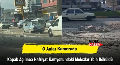 Kapak Açılınca Hafriyat Kamyonundaki Molozlar Yola Döküldü, O Anlar Kamerada