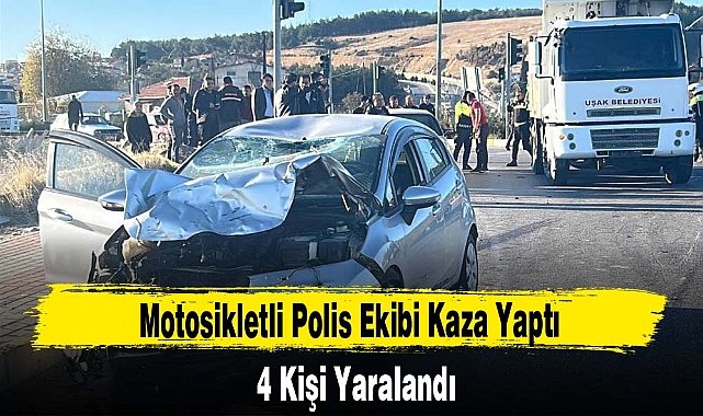 Motosikletli Polis Ekibi Kaza Yaptı: 4 Kişi Yaralandı