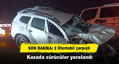 SON DAKİKA: 2 Otomobil çarpıştı