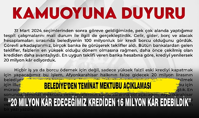 “20 MİLYON KÂR EDECEĞİMİZ KREDİDEN 16 MİLYON KÂR EDEBİLDİK”