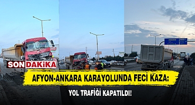 Afyon-Ankara Karayolunda Feci Kaza, Tır, Kamyona Çarptı!