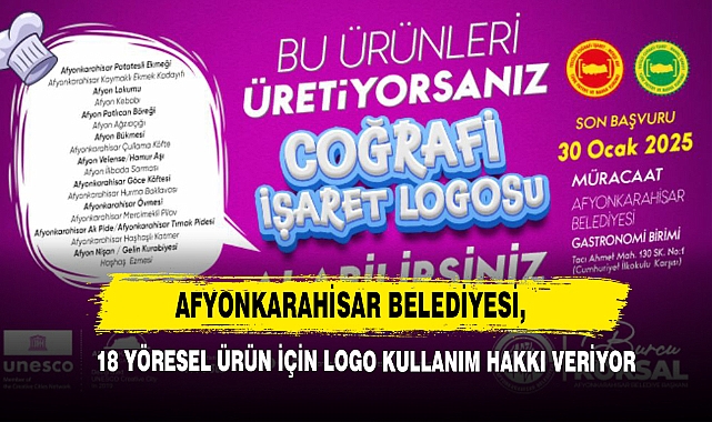 Afyonkarahisar Belediyesi, 18 Yöresel Ürün İçin Logo Kullanım Hakkı Veriyor