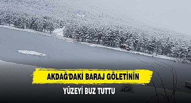 Akdağ'daki Baraj Göletinin Yüzeyi Buz Tuttu
