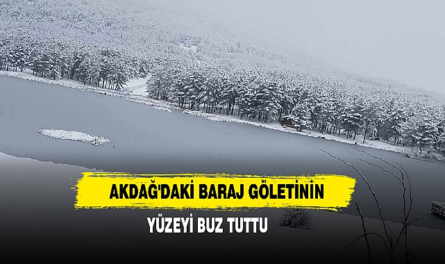 Akdağ'daki Baraj Göletinin Yüzeyi Buz Tuttu