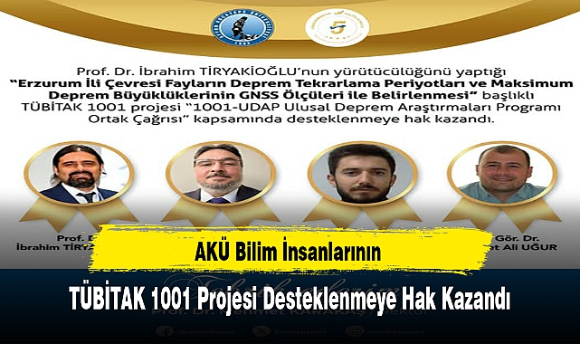 AKÜ Bilim İnsanlarının TÜBİTAK 1001 Projesi Desteklenmeye Hak Kazandı