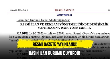 BASIN İLAN KURUMU DUYURDU!