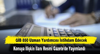 GİB 850 Uzman Yardımcısı İstihdam Edecek