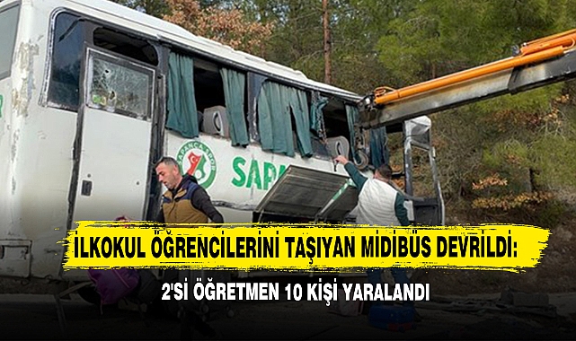 İlkokul Öğrencilerini Taşıyan Midibüs Devrildi: 10 Yaralı