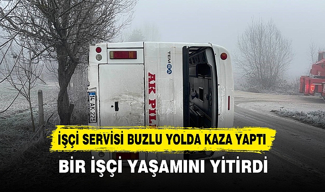 İŞÇİ SERVİSİ BUZLU YOLDA KAZA YAPTI