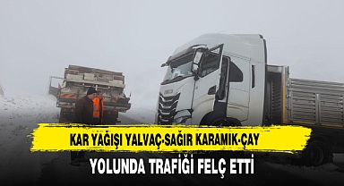 Kar Yağışı Yalvaç-Sağır Karamık-Çay Yolunda Trafiği Felç Etti