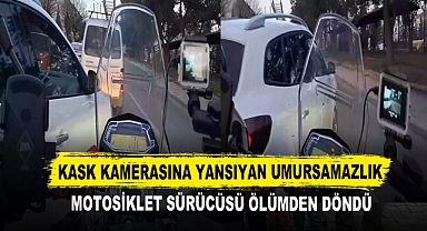 Kask Kamerasına Yansıyan Umursamazlık Motosiklet Sürücüsü Ölümden Döndü