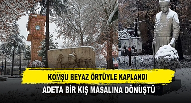 Komşu Beyaz Örtüyle Kaplandı Adeta Bir Kış Masalına Dönüştü