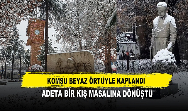 Komşu Beyaz Örtüyle Kaplandı  Adeta Bir Kış Masalına Dönüştü