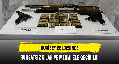 NURİBEY BELDESİNDE, RUHSATSIZ SİLAH VE MERMİ ELE GEÇİRİLDİ