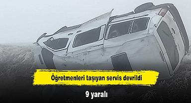 Öğretmenleri taşıyan servis devrildi: 9 yaralı