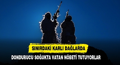 Sınırdaki Karlı Dağlarda Dondurucu Soğukta Vatan Nöbeti Tutuyorlar
