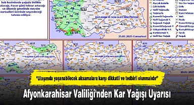 Afyonkarahisar Valiliği'nden Kar Yağışı Uyarısı