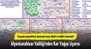 Afyonkarahisar Valiliği'nden Kar Yağışı Uyarısı