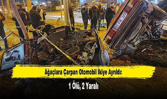 Ağaçlara Çarpan Otomobil İkiye Ayrıldı: 1 Ölü, 2 Yaralı
