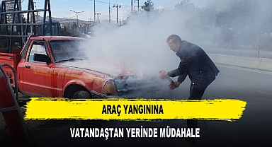 Araç Yangınına Vatandaştan Yerinde Müdahale