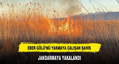 EBER GÖLÜ’NÜ YAKMAYA ÇALIŞAN ŞAHIS JANDARMAYA YAKALANDI