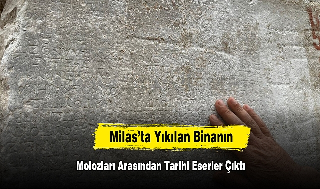 Milas’ta Yıkılan Binanın Molozları Arasından Tarihi Eserler Çıktı
