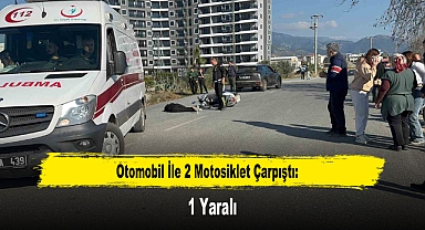Otomobil İle 2 Motosiklet Çarpıştı: 1 Yaralı
