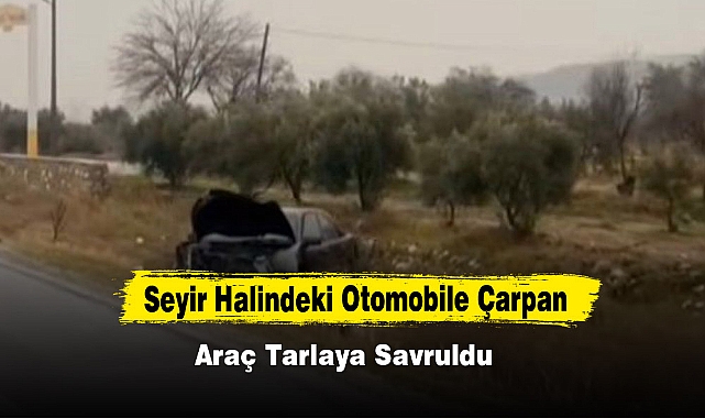 Seyir Halindeki Otomobile Çarpan Araç Tarlaya Savruldu
