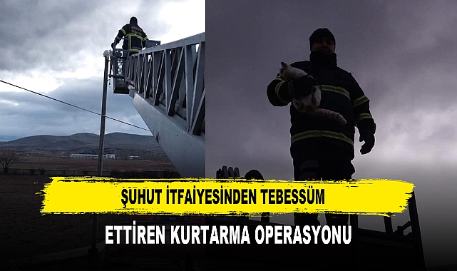 Şuhut İtfaiyesinden Tebessüm  Ettiren Kurtarma Operasyonu