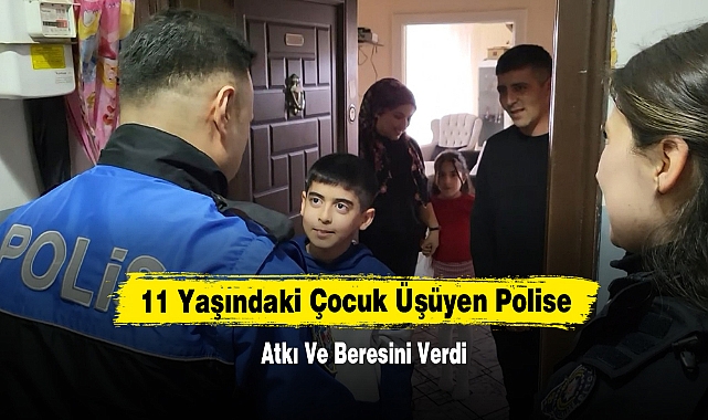 11 Yaşındaki Çocuk Üşüyen Polise Atkı Ve Beresini Verdi