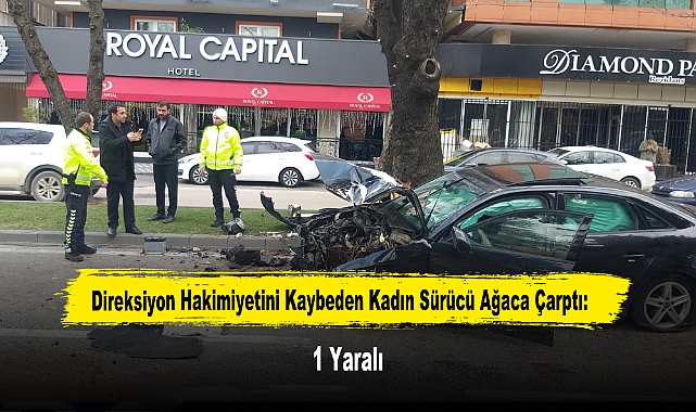 Direksiyon Hakimiyetini Kaybeden Kadın Sürücü Ağaca Çarptı: 1 Yaralı
