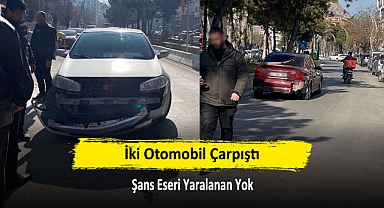 İki Otomobil Çarpıştı: Şans Eseri Yaralanan Yok
