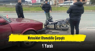 Motosiklet Otomobille Çarpıştı: 1 Yaralı
